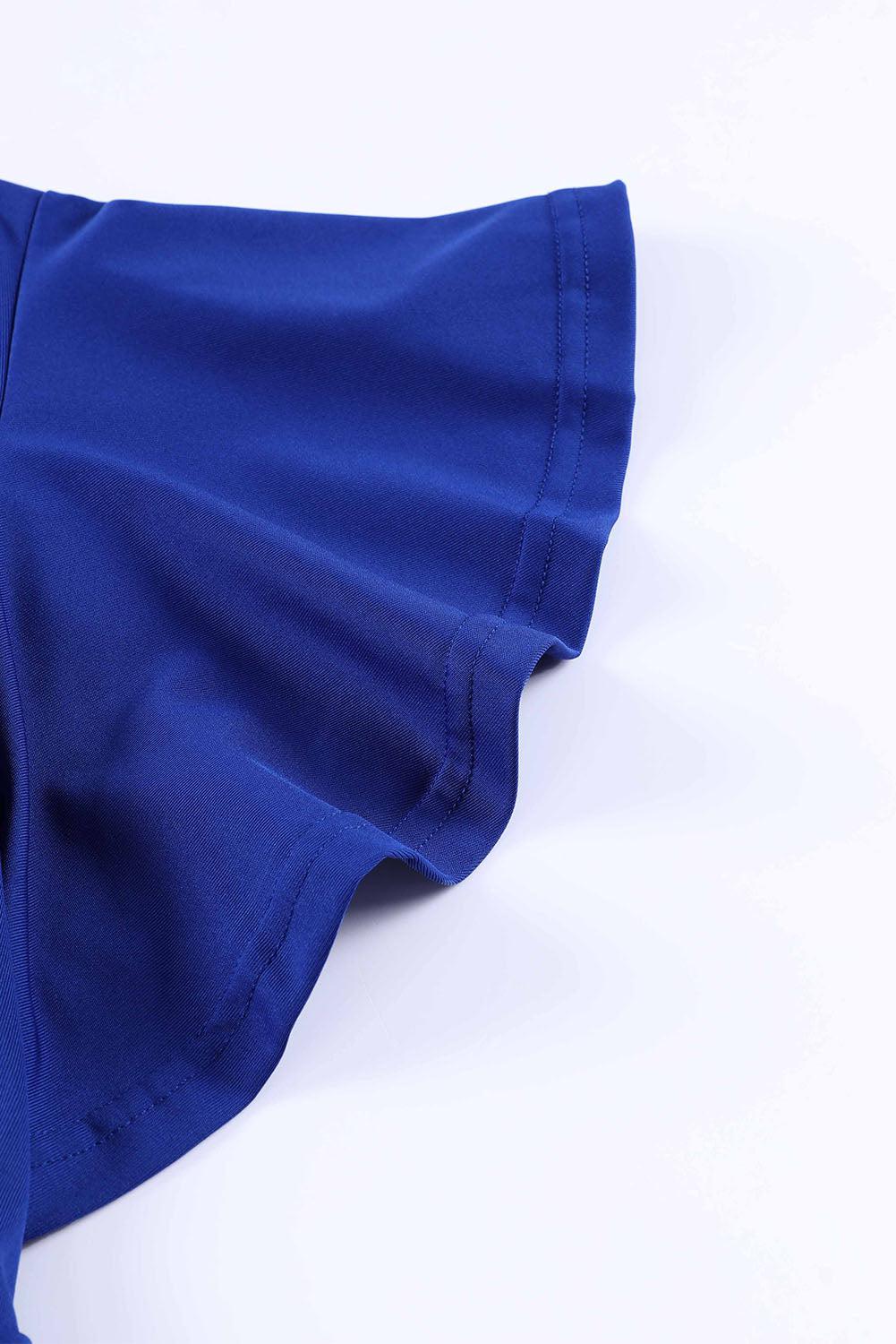 Flutter Sleeve Surplice Midi Dress BLUE ZONE PLANET