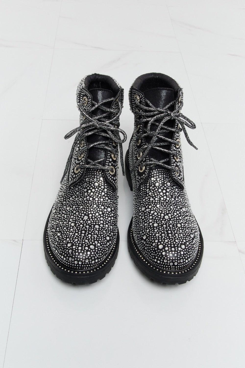 Forever Link Glitter Lace-Up Combat Boots-SHOES-[Adult]-[Female]-2022 Online Blue Zone Planet