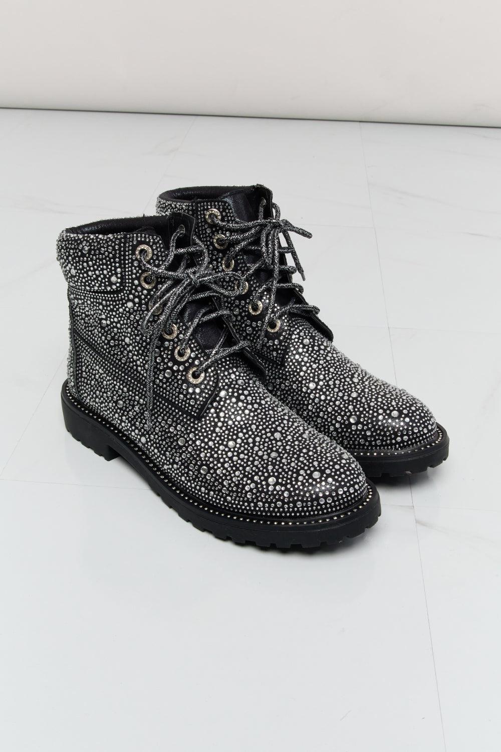 Forever Link Glitter Lace-Up Combat Boots-SHOES-[Adult]-[Female]-2022 Online Blue Zone Planet