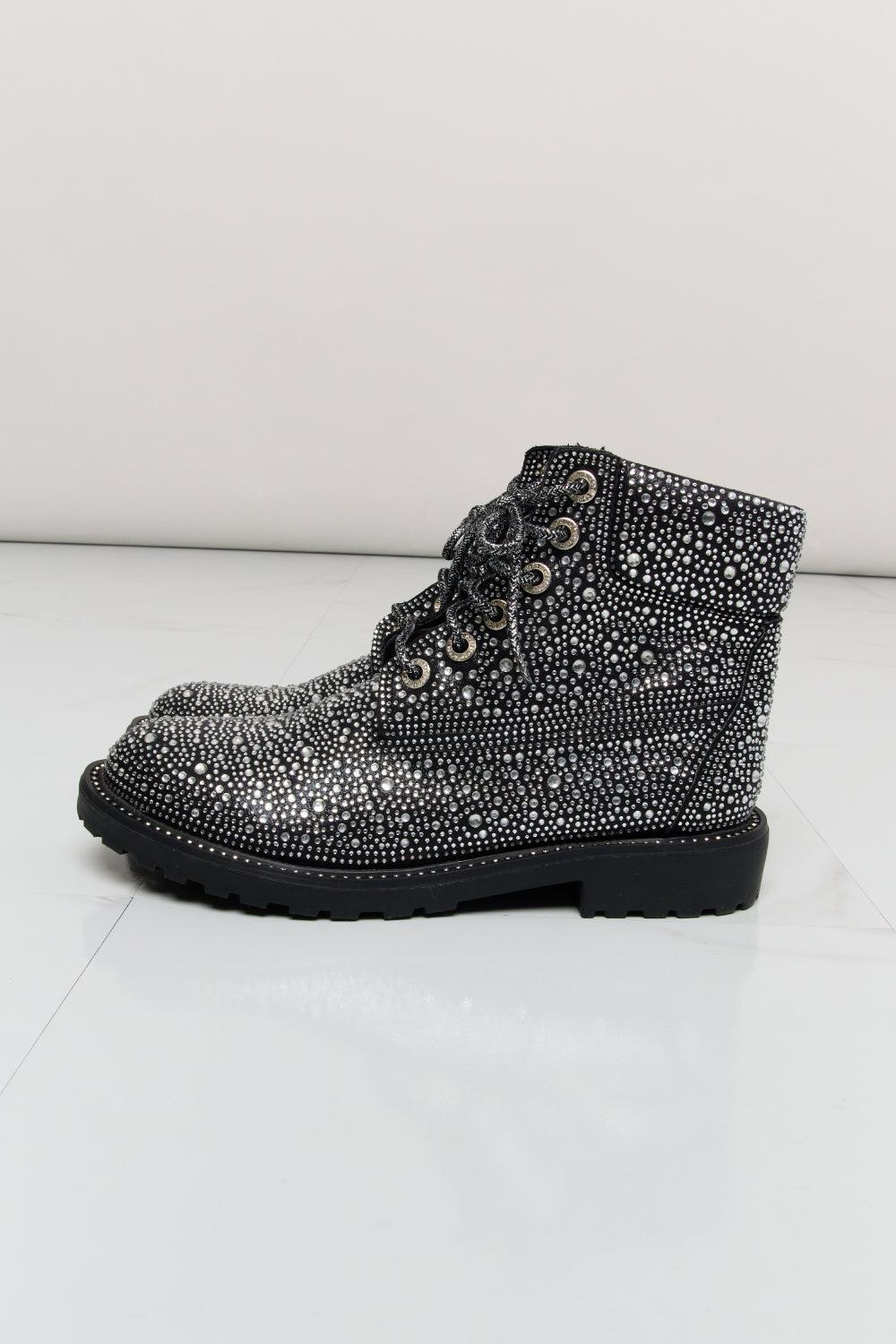 Forever Link Glitter Lace-Up Combat Boots-SHOES-[Adult]-[Female]-2022 Online Blue Zone Planet