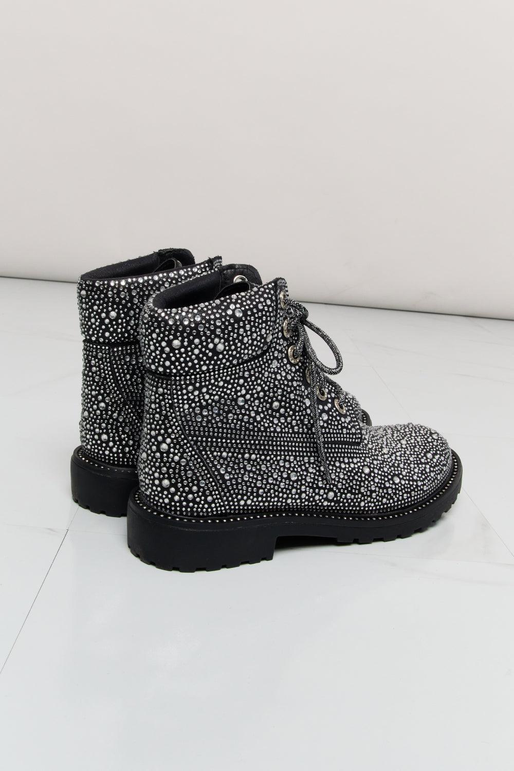 Forever Link Glitter Lace-Up Combat Boots-SHOES-[Adult]-[Female]-2022 Online Blue Zone Planet