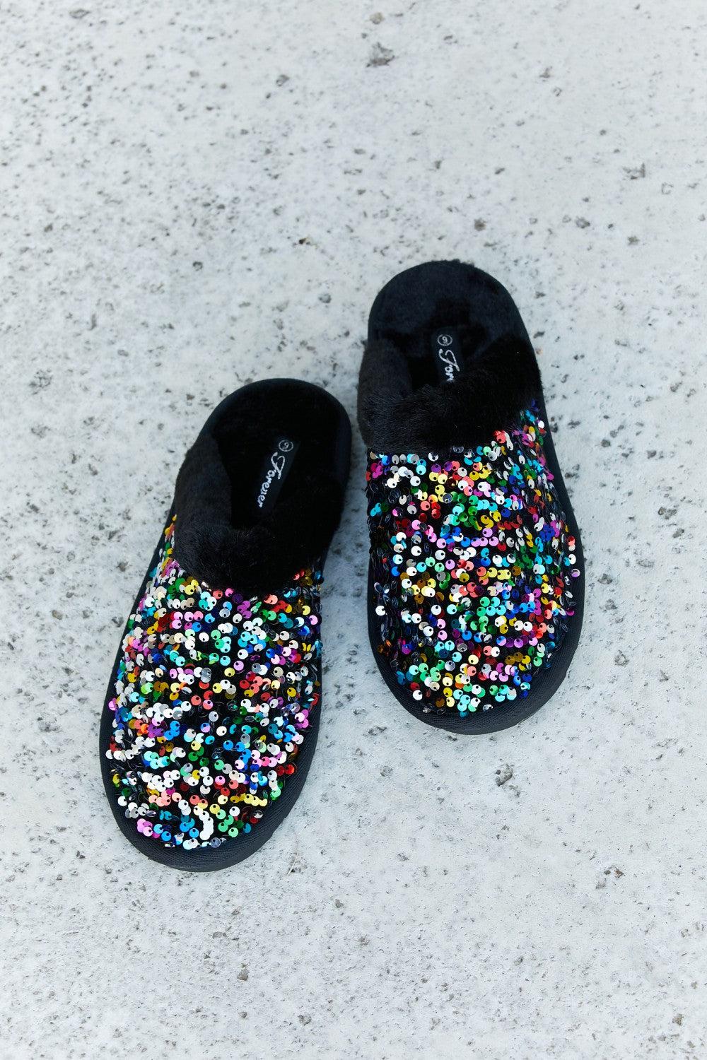 Forever Link Multicolored Sequin Faux Fur Slipper-BOOTIES-[Adult]-[Female]-2022 Online Blue Zone Planet