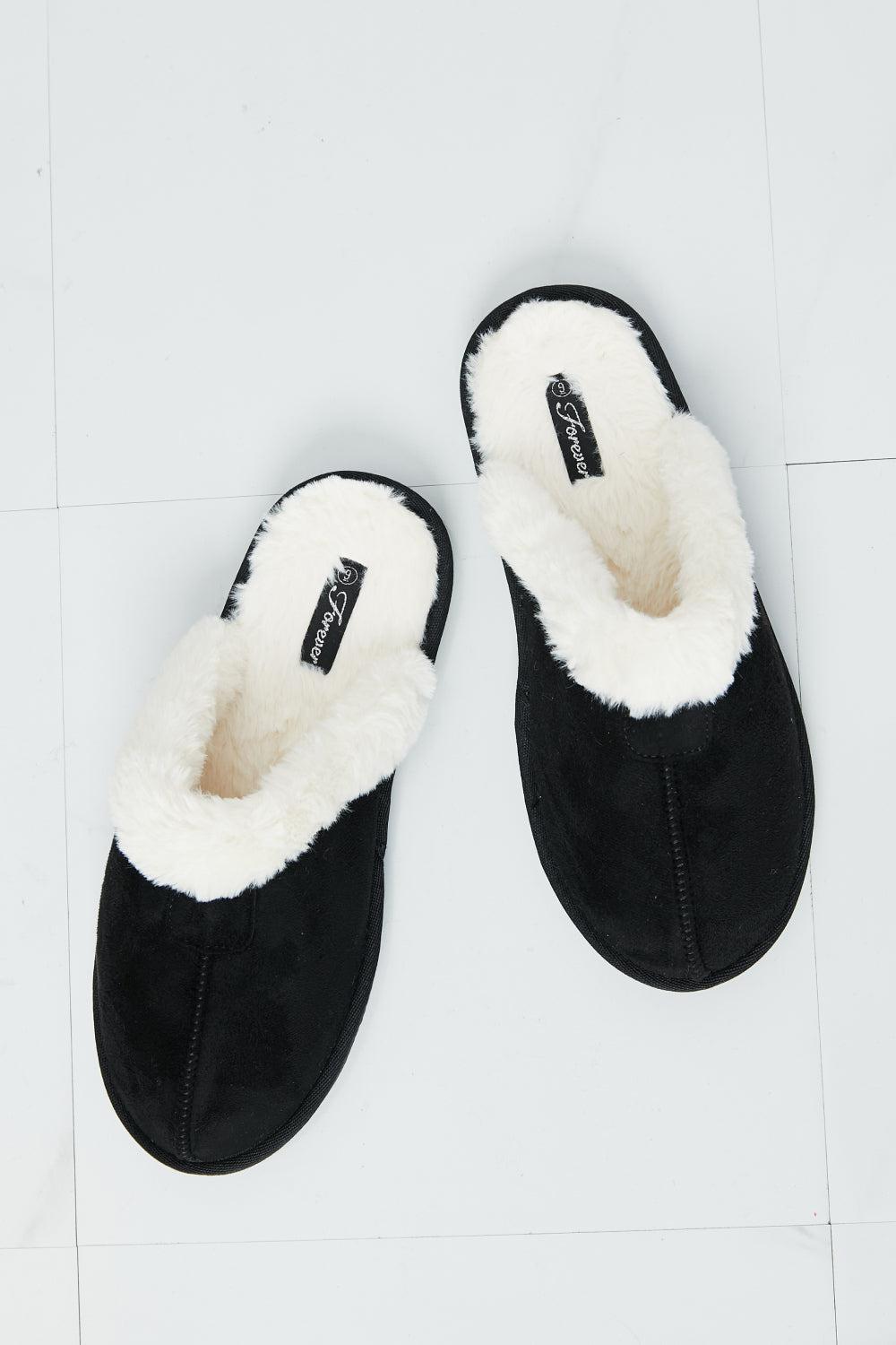 Forever Link Two-Tone Seam Detail Slippers in Black-SHOES-[Adult]-[Female]-2022 Online Blue Zone Planet