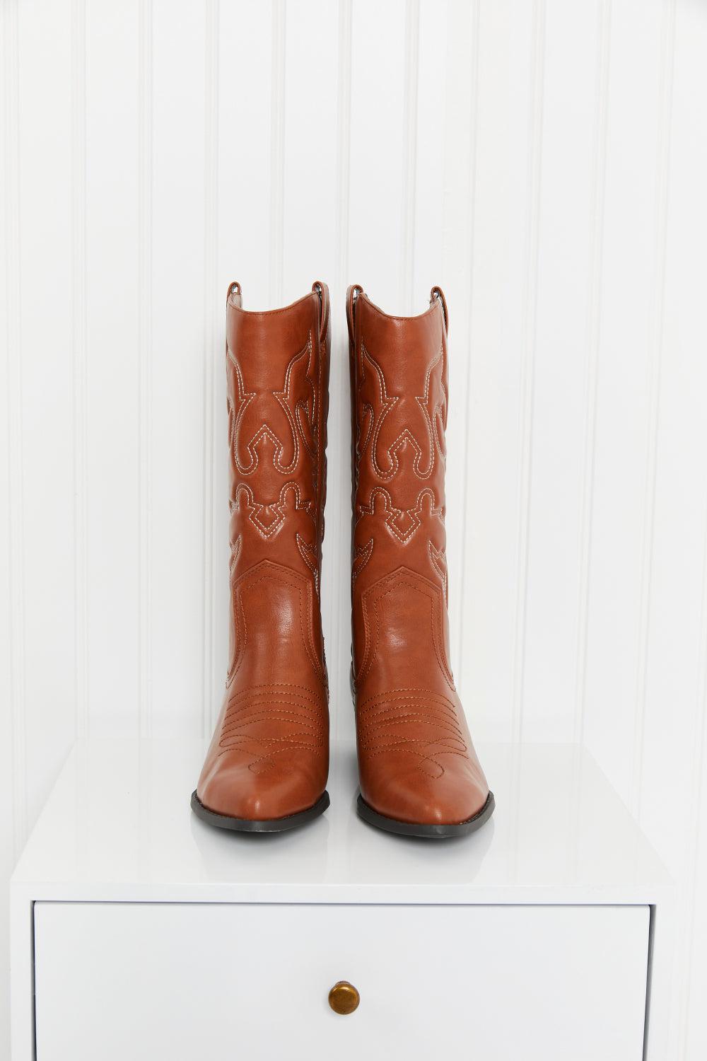 Fortune Dynamic Countryside Lane Mid-Calf Embroidered Cowboy Boots-TOPS / DRESSES-[Adult]-[Female]-Blue Zone Planet