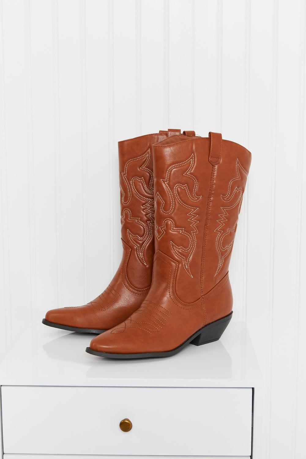 Fortune Dynamic Countryside Lane Mid-Calf Embroidered Cowboy Boots-TOPS / DRESSES-[Adult]-[Female]-Blue Zone Planet