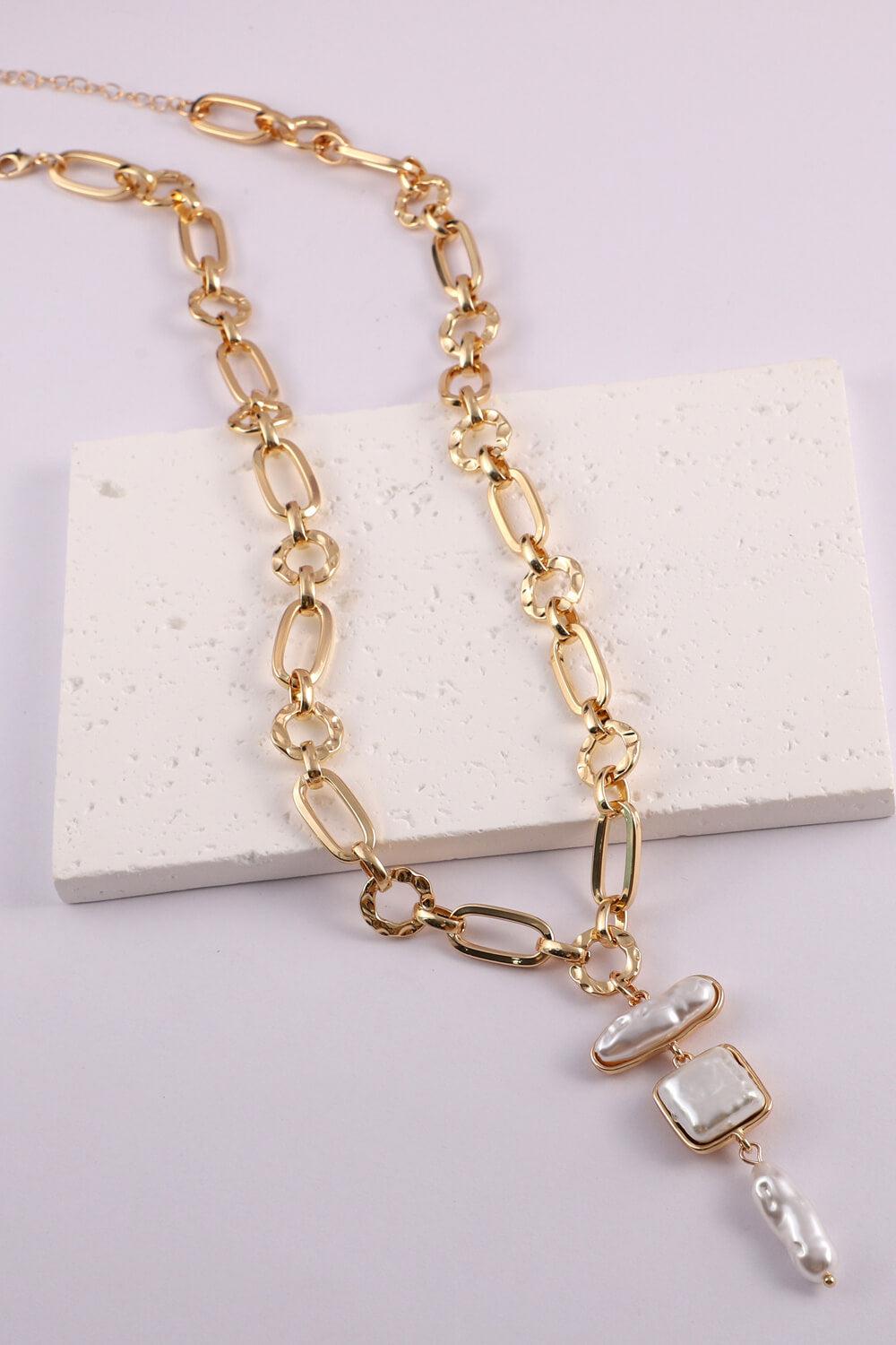 Freshwater Pearl Chunky Chain Necklace-Necklaces-[Adult]-[Female]-Gold-One Size-2022 Online Blue Zone Planet