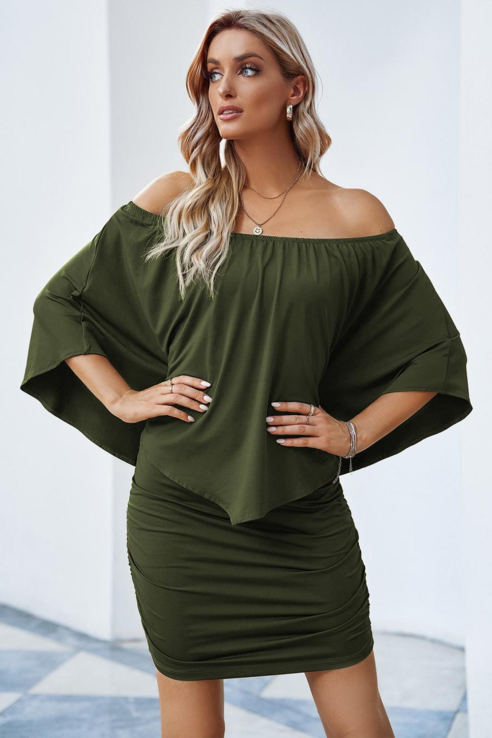 Full Size Off-Shoulder Layered Dress BLUE ZONE PLANET