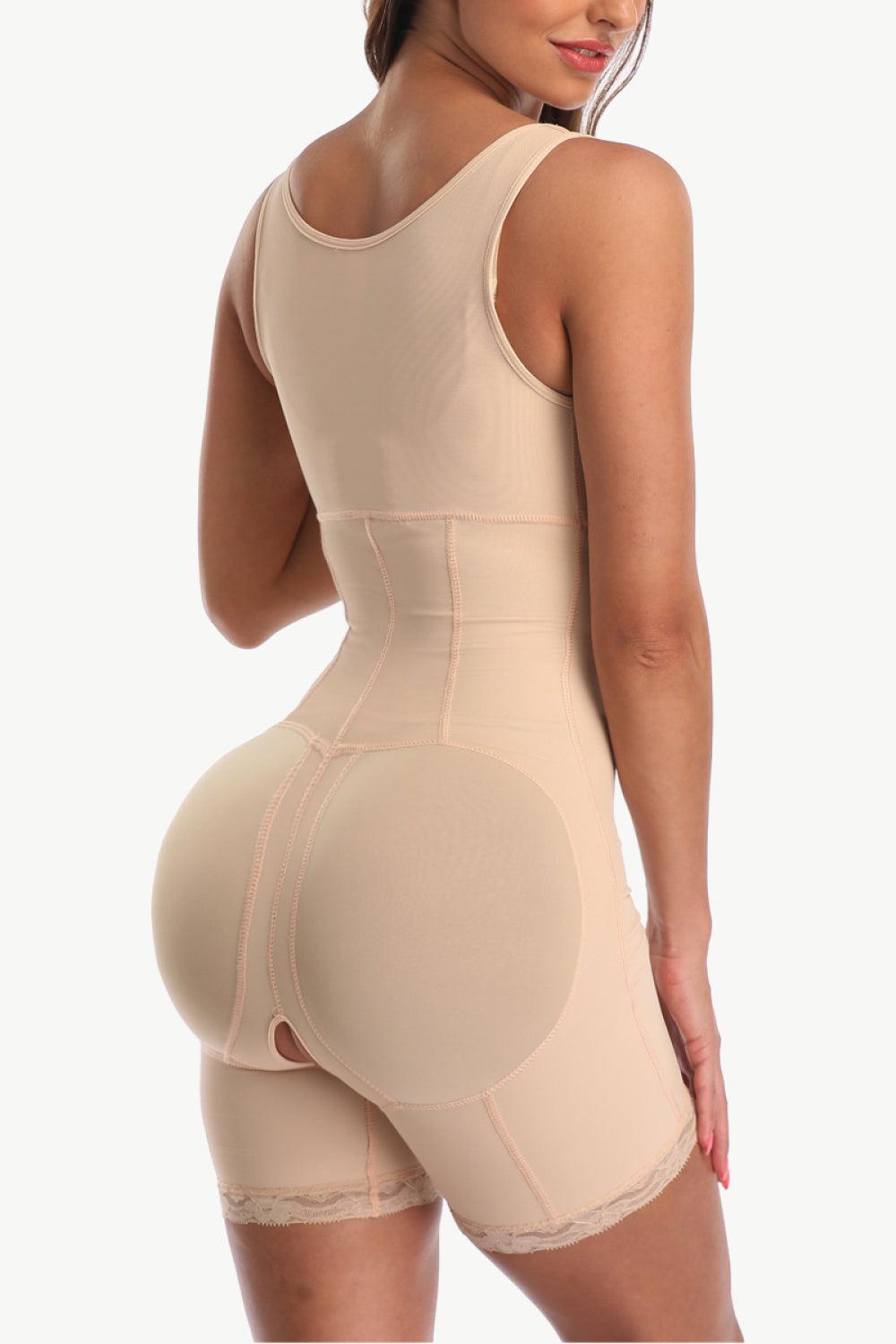 Full Size Zip-Up Lace Detail Shapewear-TOPS / DRESSES-[Adult]-[Female]-2022 Blue Zone Planet Online Store