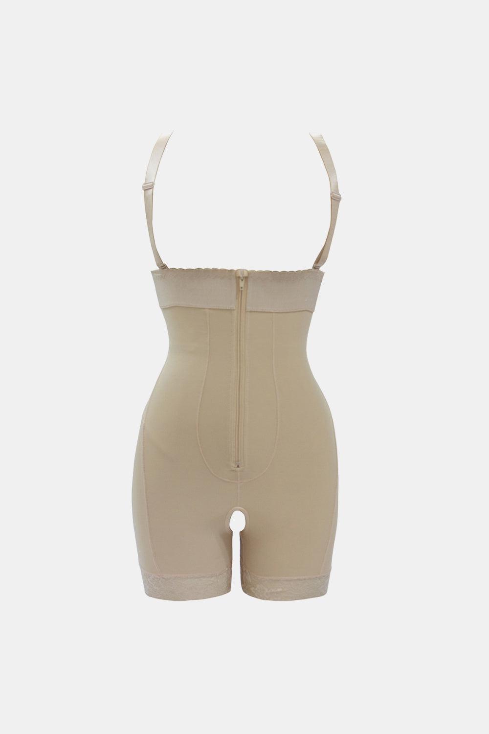 Full Size Zip Up Under-Bust Shaping Bodysuit-TOPS / DRESSES-[Adult]-[Female]-Tan-S-Blue Zone Planet