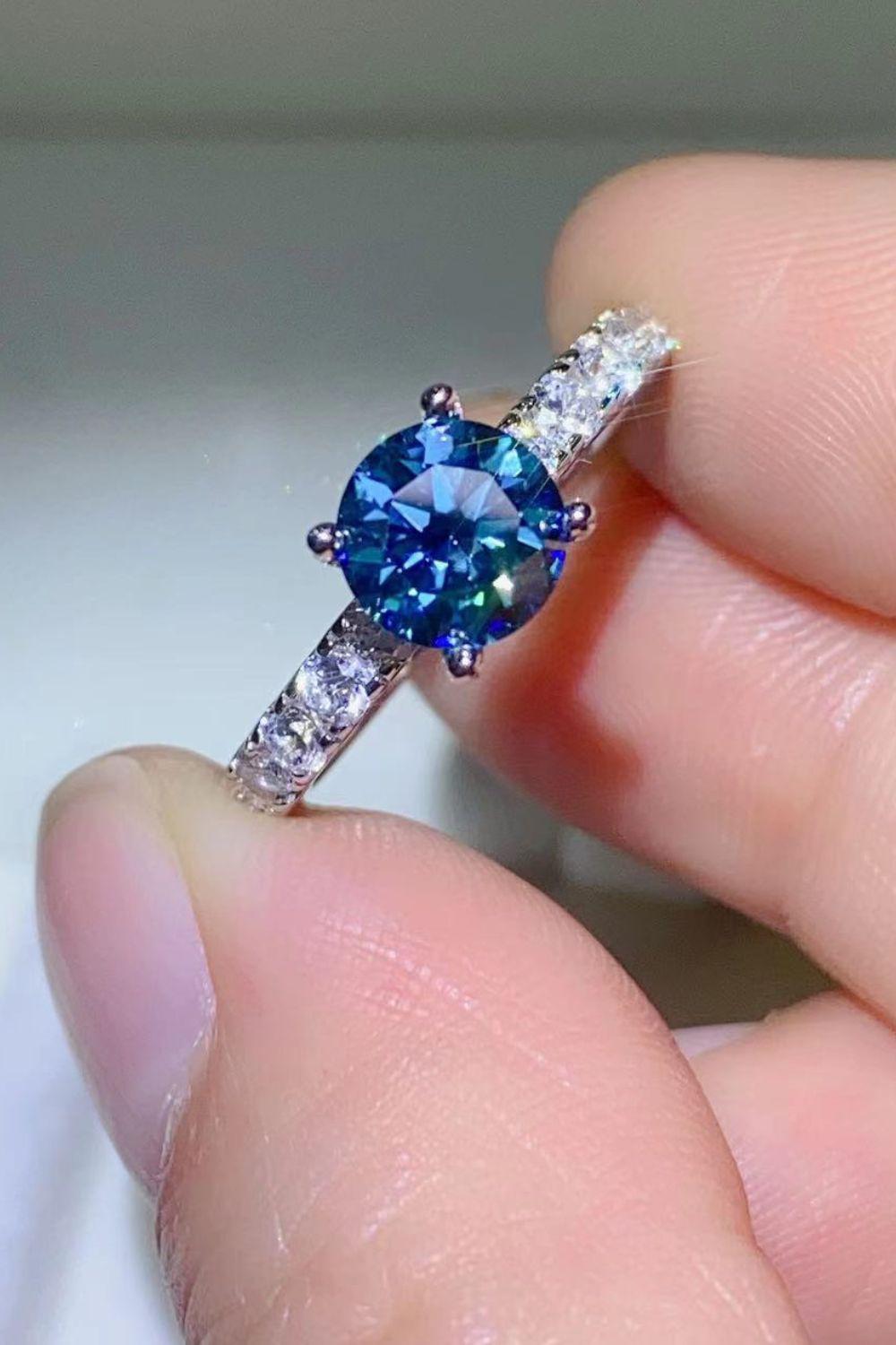 Future Style 1 Carat Moissanite Side Stone Ring BLUE ZONE PLANET