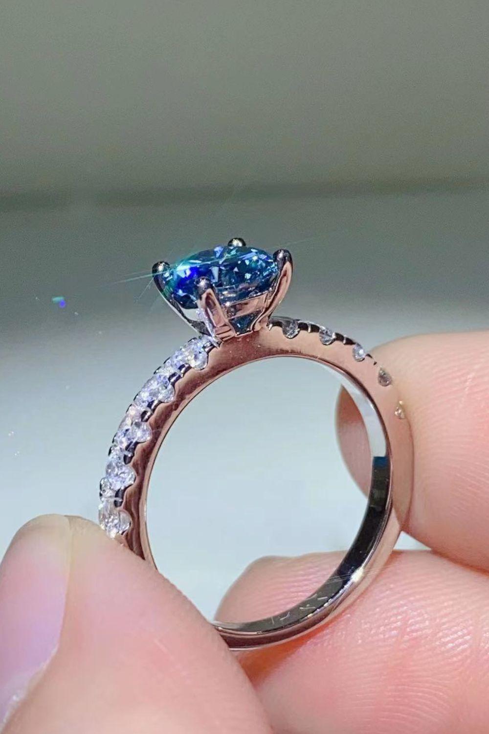 Future Style 1 Carat Moissanite Side Stone Ring BLUE ZONE PLANET