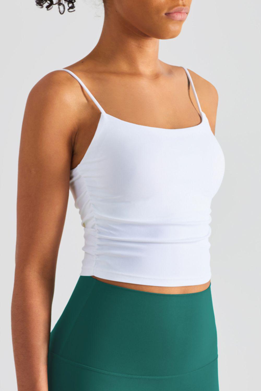 Gathered Detail Cropped Sports Cami-CROP TOP-[Adult]-[Female]-2022 Online Blue Zone Planet