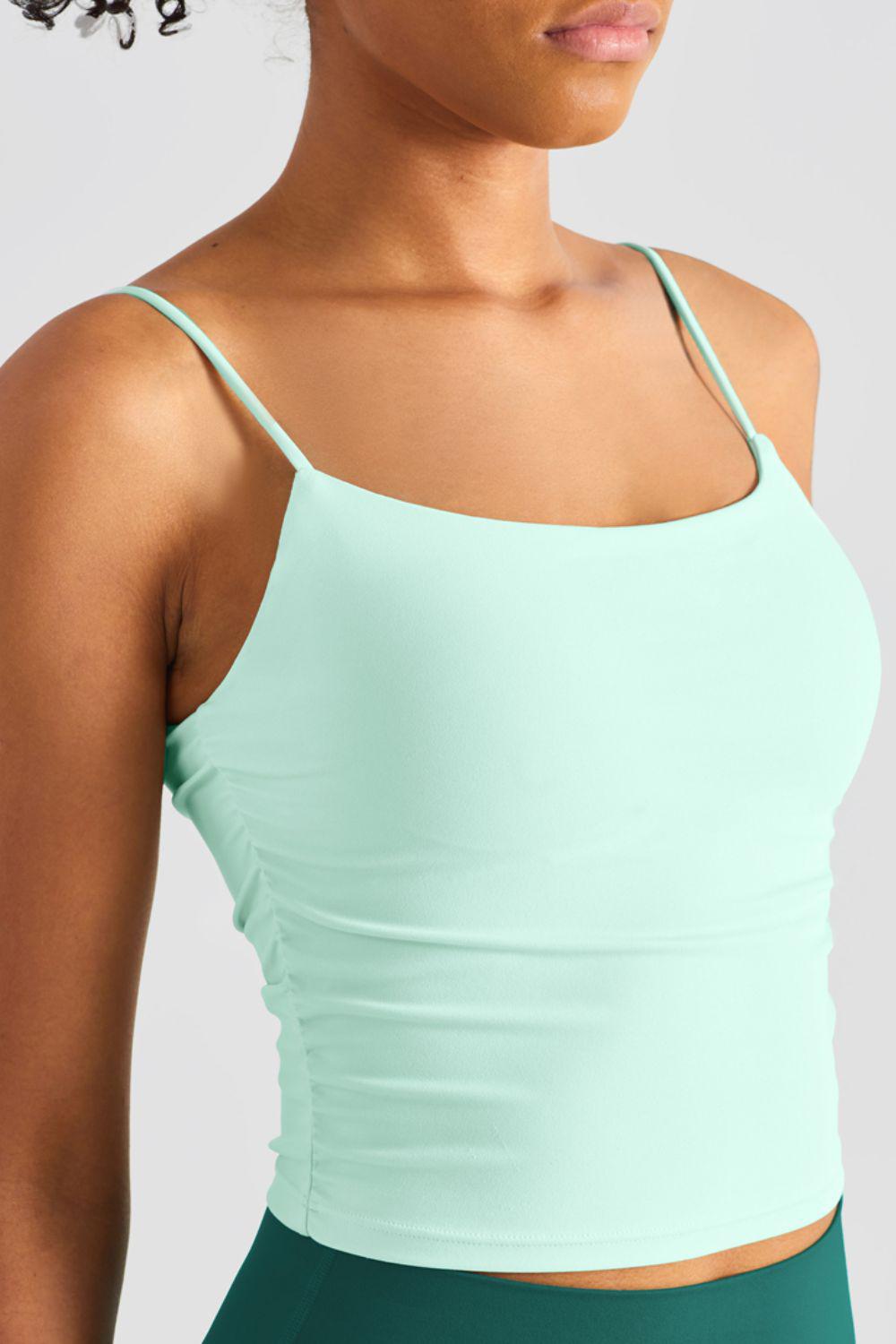 Gathered Detail Cropped Sports Cami-CROP TOP-[Adult]-[Female]-Mint-S-2022 Online Blue Zone Planet