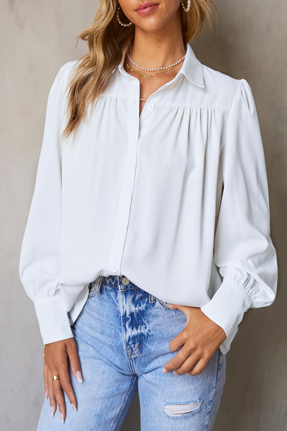 Gathered Detail Puff Sleeve Shirt BLUE ZONE PLANET