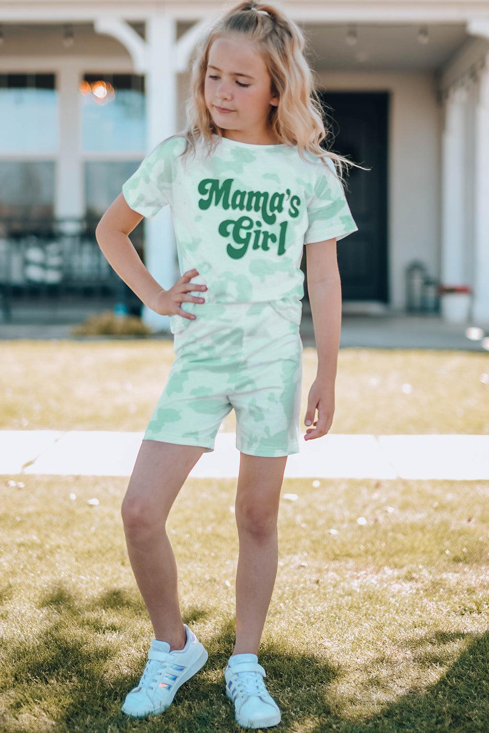 Girls Printed Letter Graphic Lounge Set BLUE ZONE PLANET