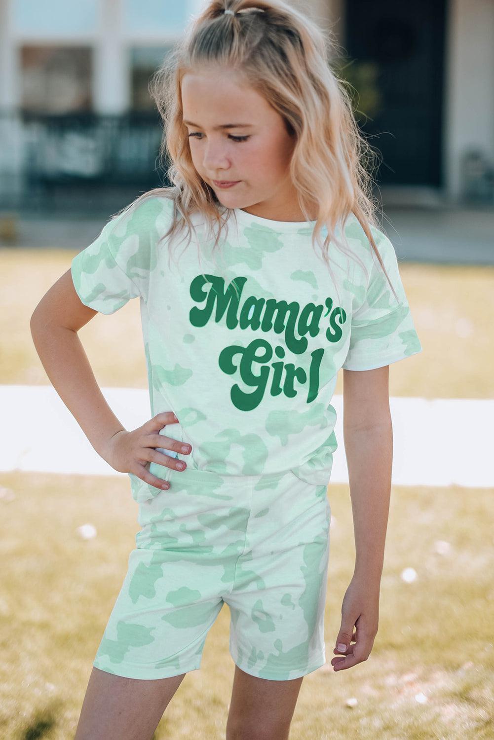 Girls Printed Letter Graphic Lounge Set BLUE ZONE PLANET