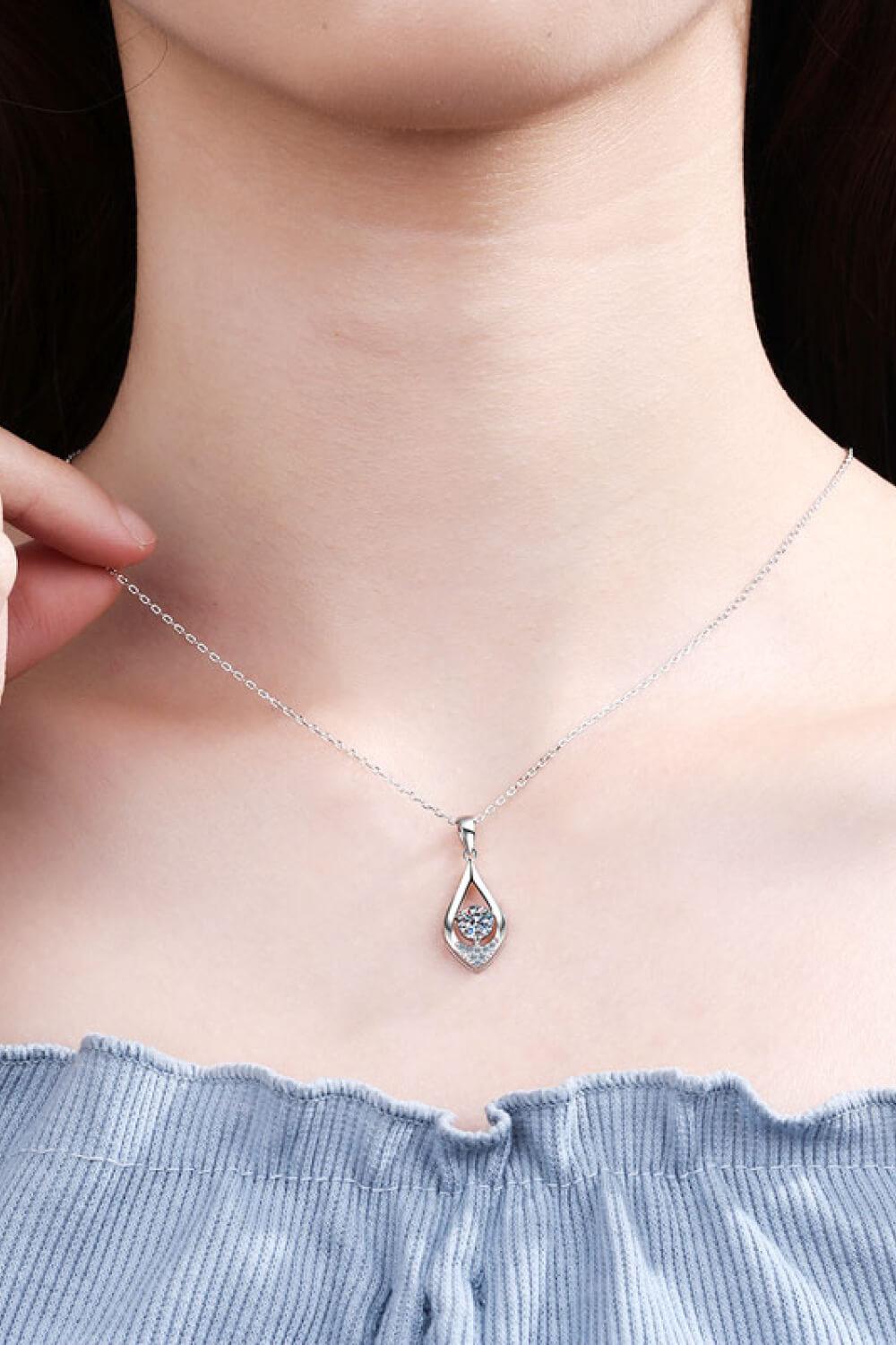 Glamorous Always Moissanite Pendant Necklace-Necklaces-[Adult]-[Female]-Silver-One Size-2022 Online Blue Zone Planet