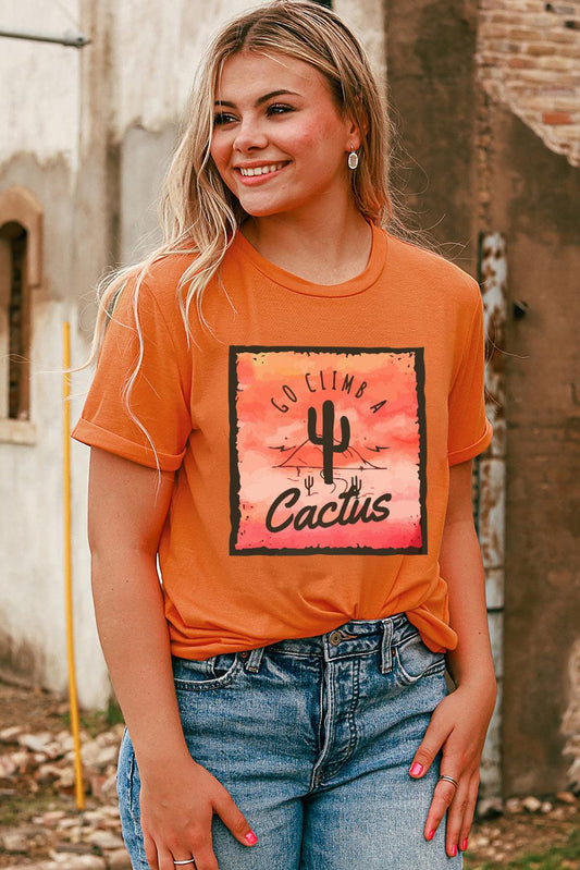 Go Climb A Cactus Slogan Graphic Tee Shirt BLUE ZONE PLANET