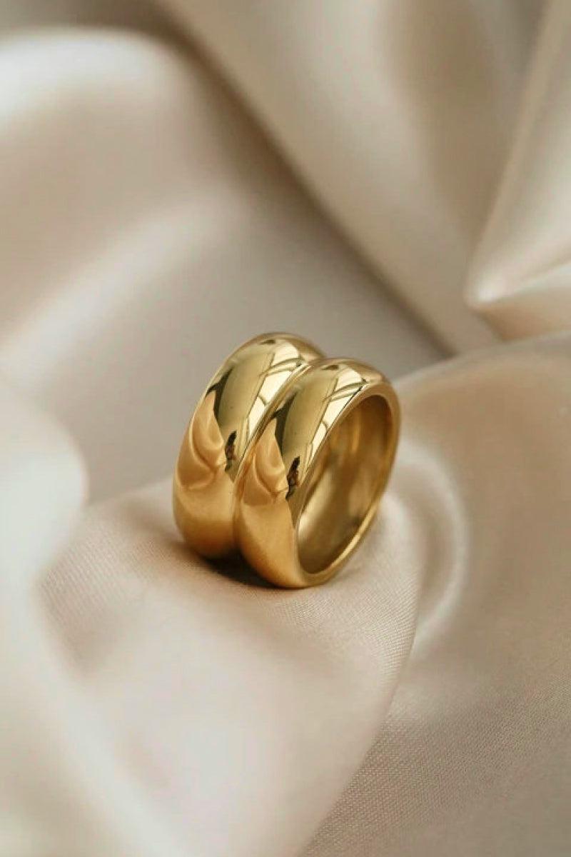 Gold Double Ridge Ring-TOPS / DRESSES-[Adult]-[Female]-Gold-6-Blue Zone Planet