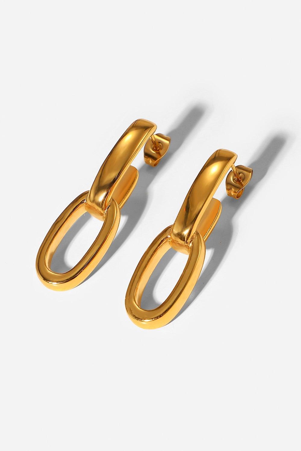 Gold-Plated Chain Link Earrings-EARRINGS-[Adult]-[Female]-Gold-One Size-Blue Zone Planet