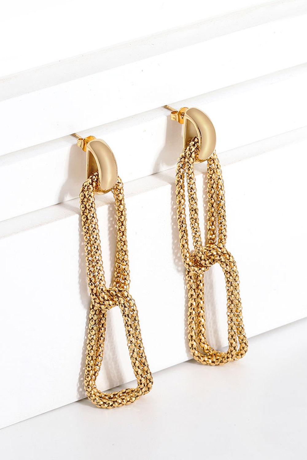 Gold-Plated D-Shaped Drop Earrings BLUE ZONE PLANET