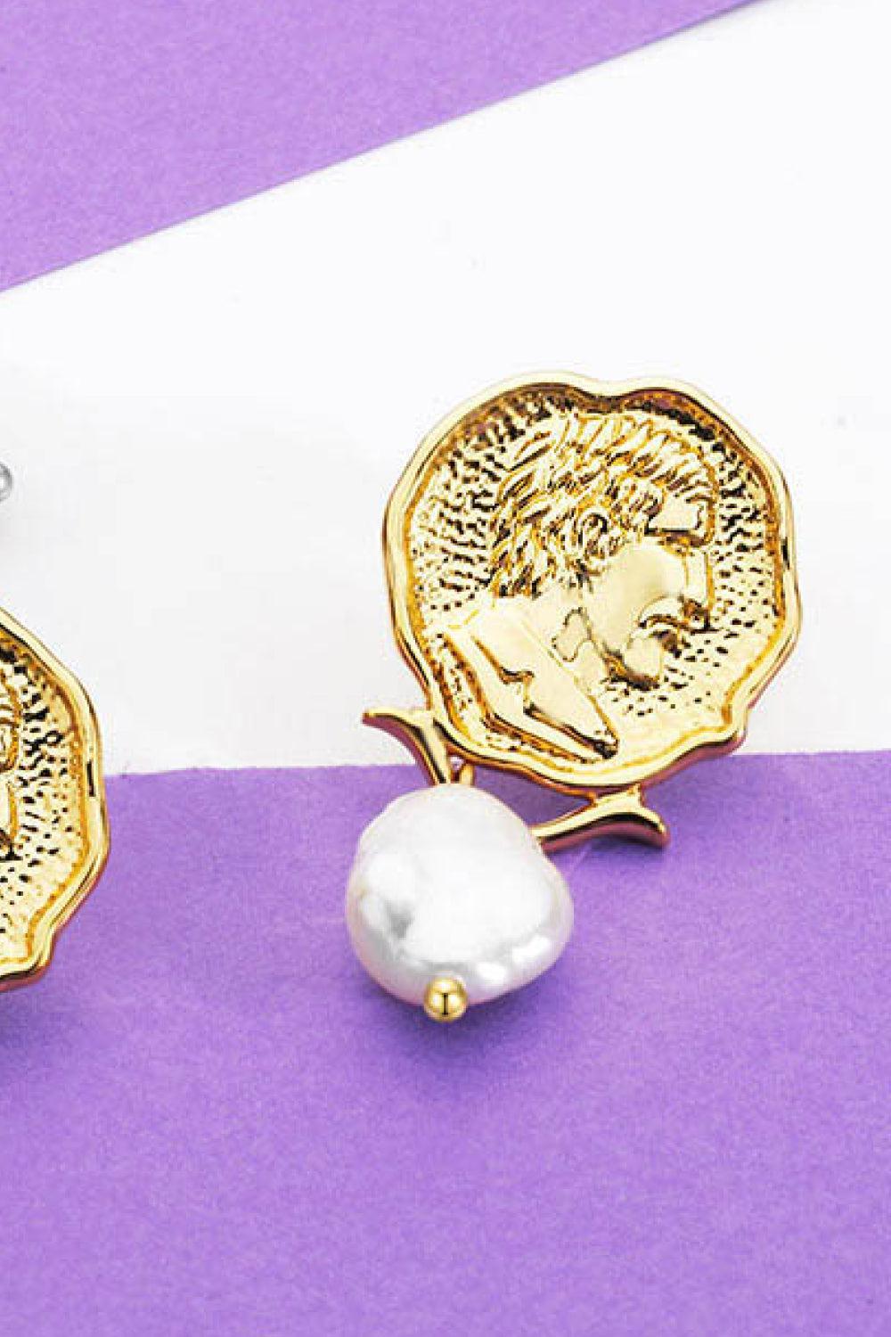 Gold-Plated Pearl Drop Earrings-TOPS / DRESSES-[Adult]-[Female]-2022 Online Blue Zone Planet