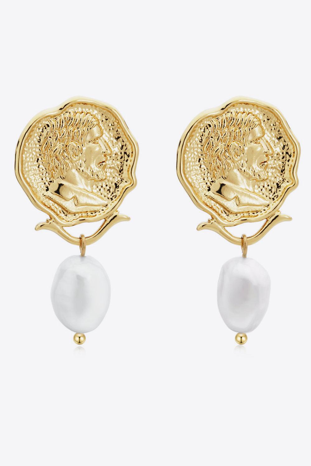 Gold-Plated Pearl Drop Earrings-TOPS / DRESSES-[Adult]-[Female]-Gold-One Size-2022 Online Blue Zone Planet