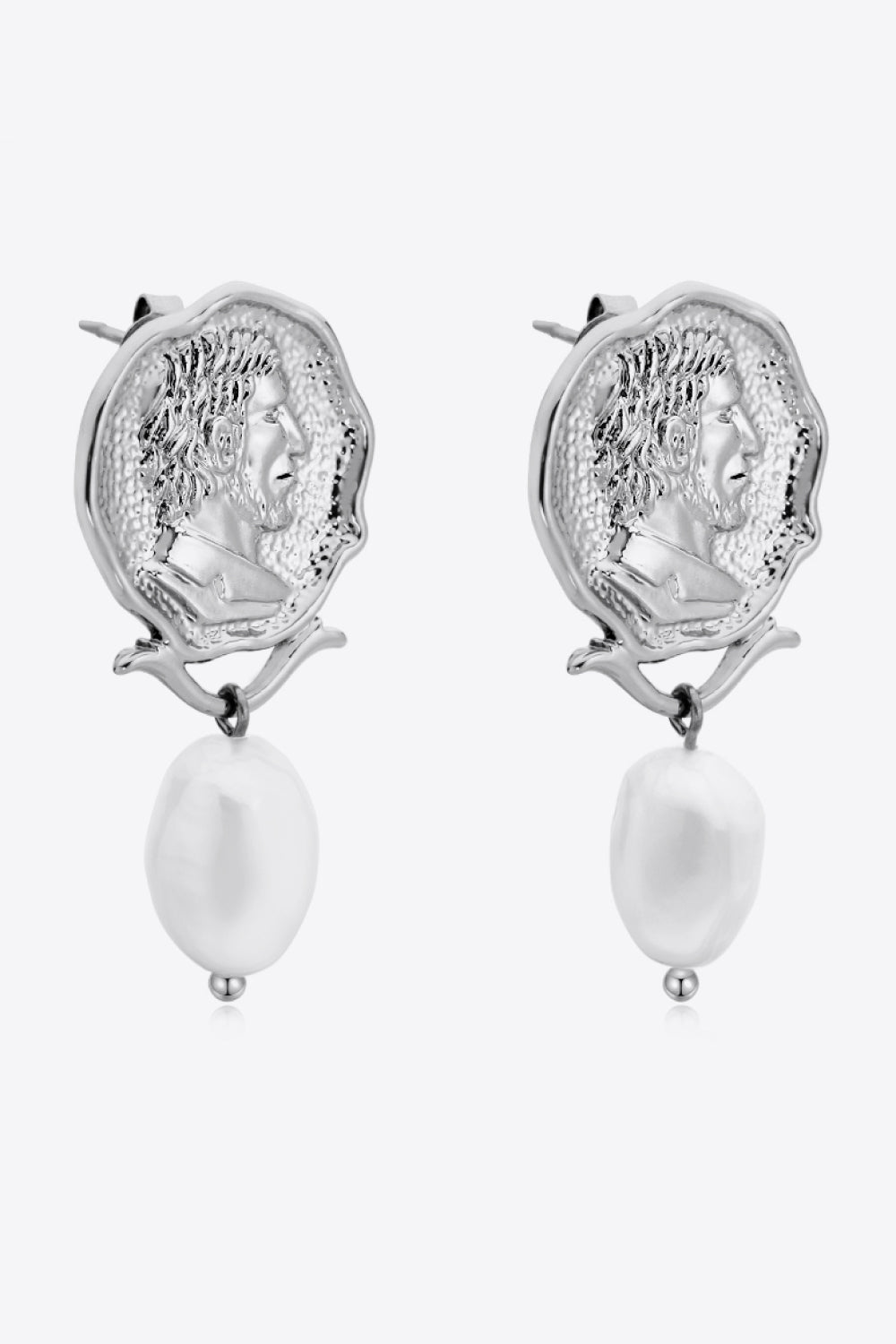 Gold-Plated Pearl Drop Earrings-TOPS / DRESSES-[Adult]-[Female]-Silver-One Size-2022 Online Blue Zone Planet
