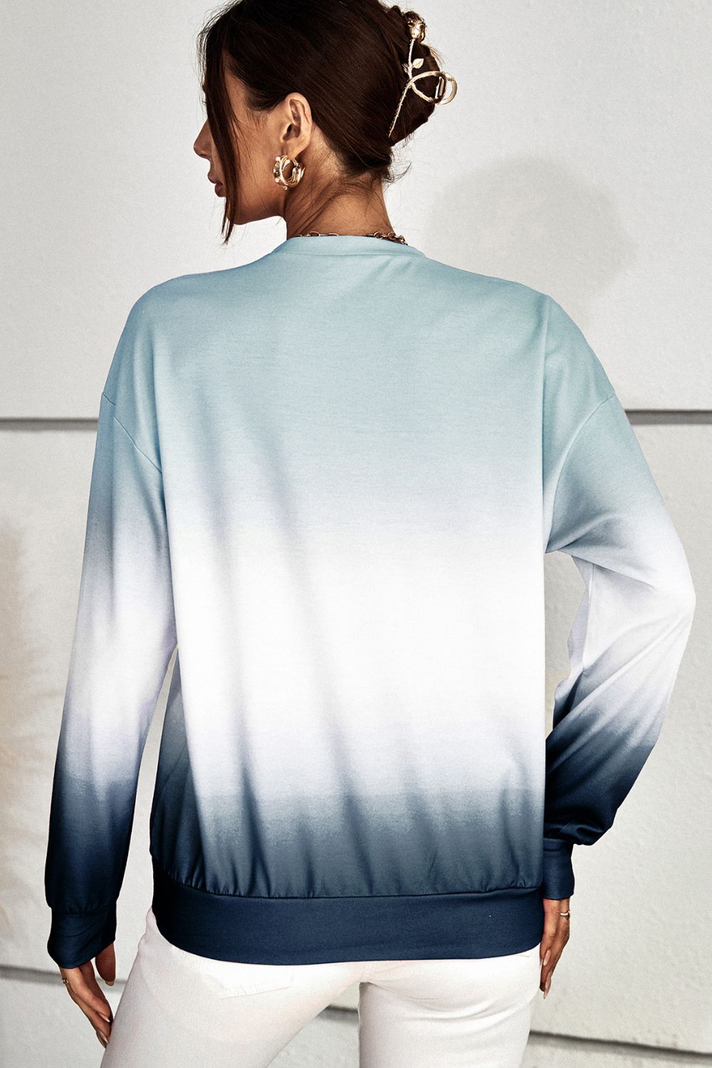 Gradient LOVE Dropped Shoulder Sweatshirt-TOPS / DRESSES-[Adult]-[Female]-2022 Online Blue Zone Planet