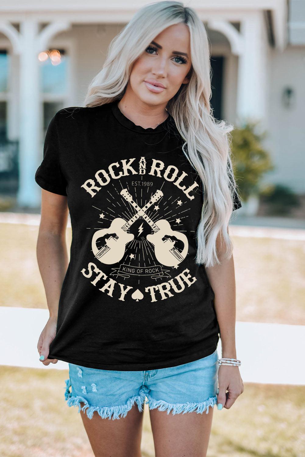 Graphic Round Neck Short Sleeve T-Shirt BLUE ZONE PLANET