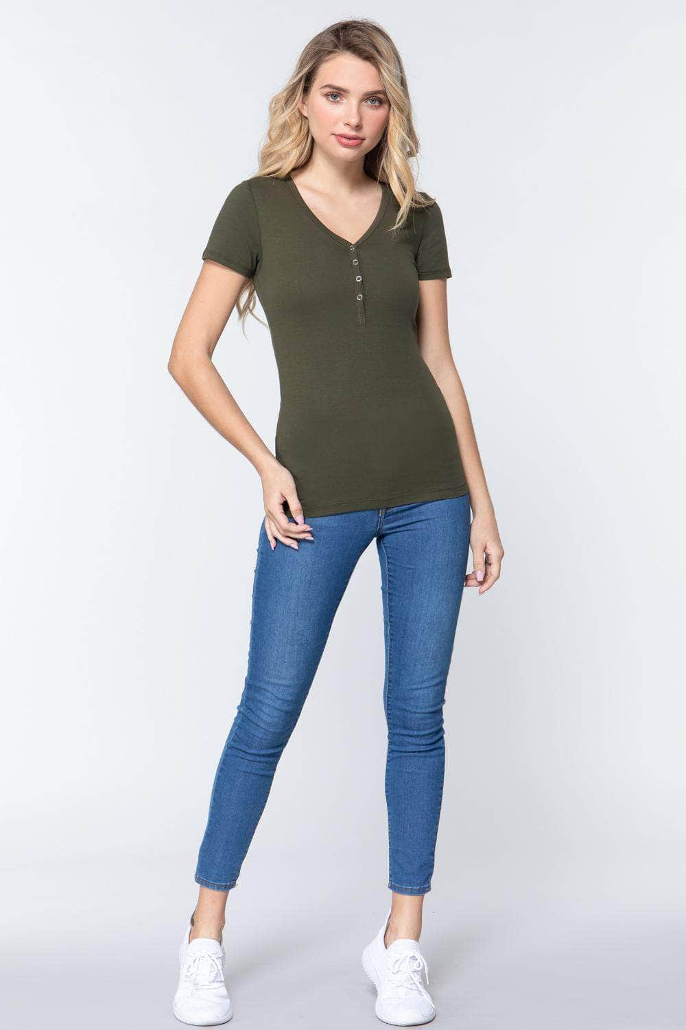 Gratitude Henley Knit Top Blue Zone Planet