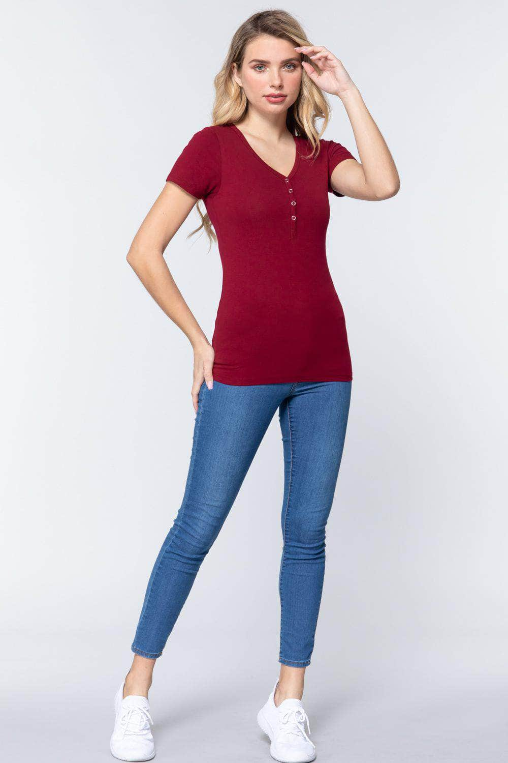 Gratitude Henley Knit Top Blue Zone Planet