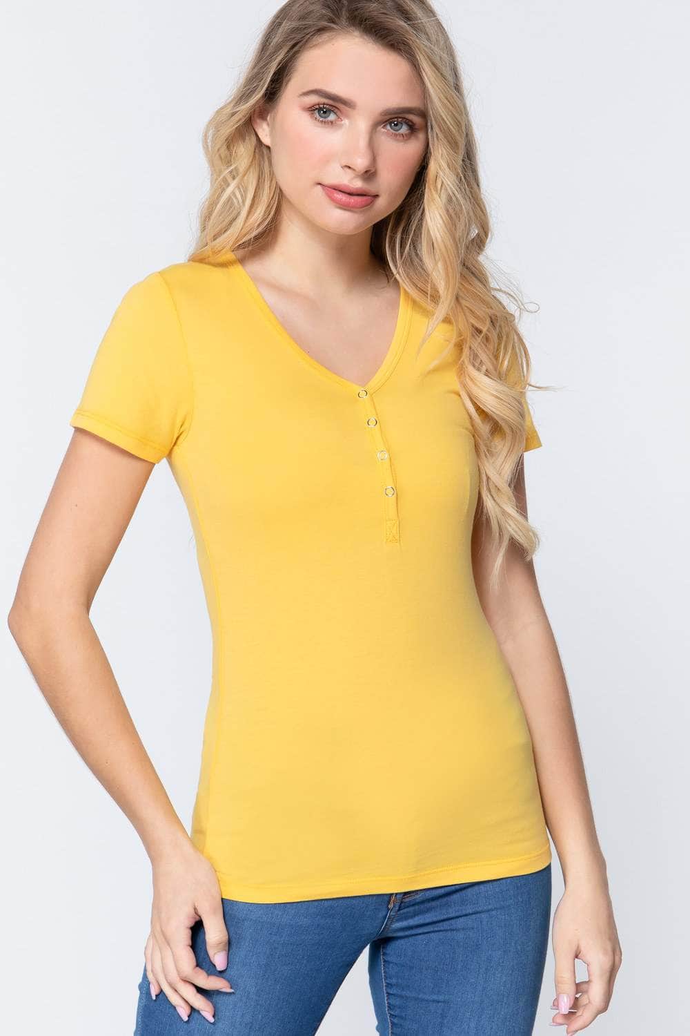 Gratitude Henley Knit Top-TOPS / DRESSES-[Adult]-[Female]-Yellow-S-Blue Zone Planet
