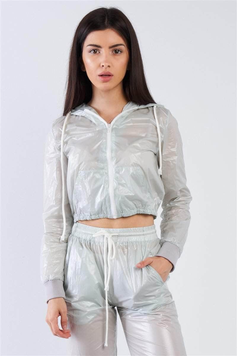 Grey Active Wear Nylon Sweatsuit Set-TOPS / DRESSES-[Adult]-[Female]-Blue Zone Planet