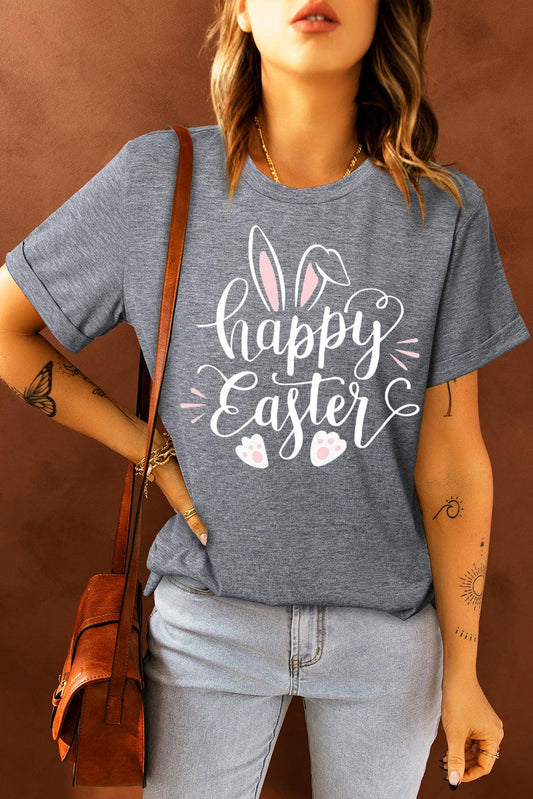 HAPPY EASTER Graphic Round Neck Tee BLUE ZONE PLANET