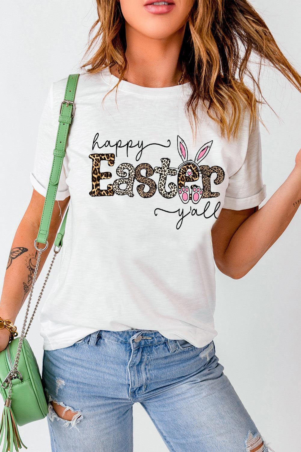 HAPPY EASTER Y'ALL Graphic Round Neck Tee BLUE ZONE PLANET