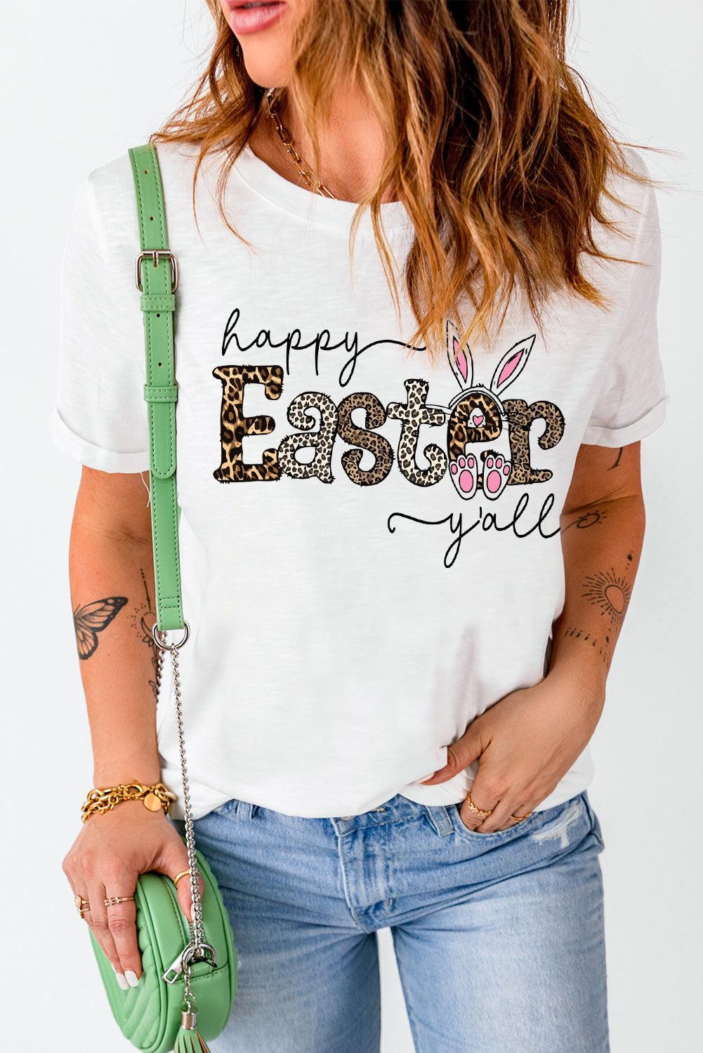 HAPPY EASTER Y'ALL Graphic Round Neck Tee BLUE ZONE PLANET
