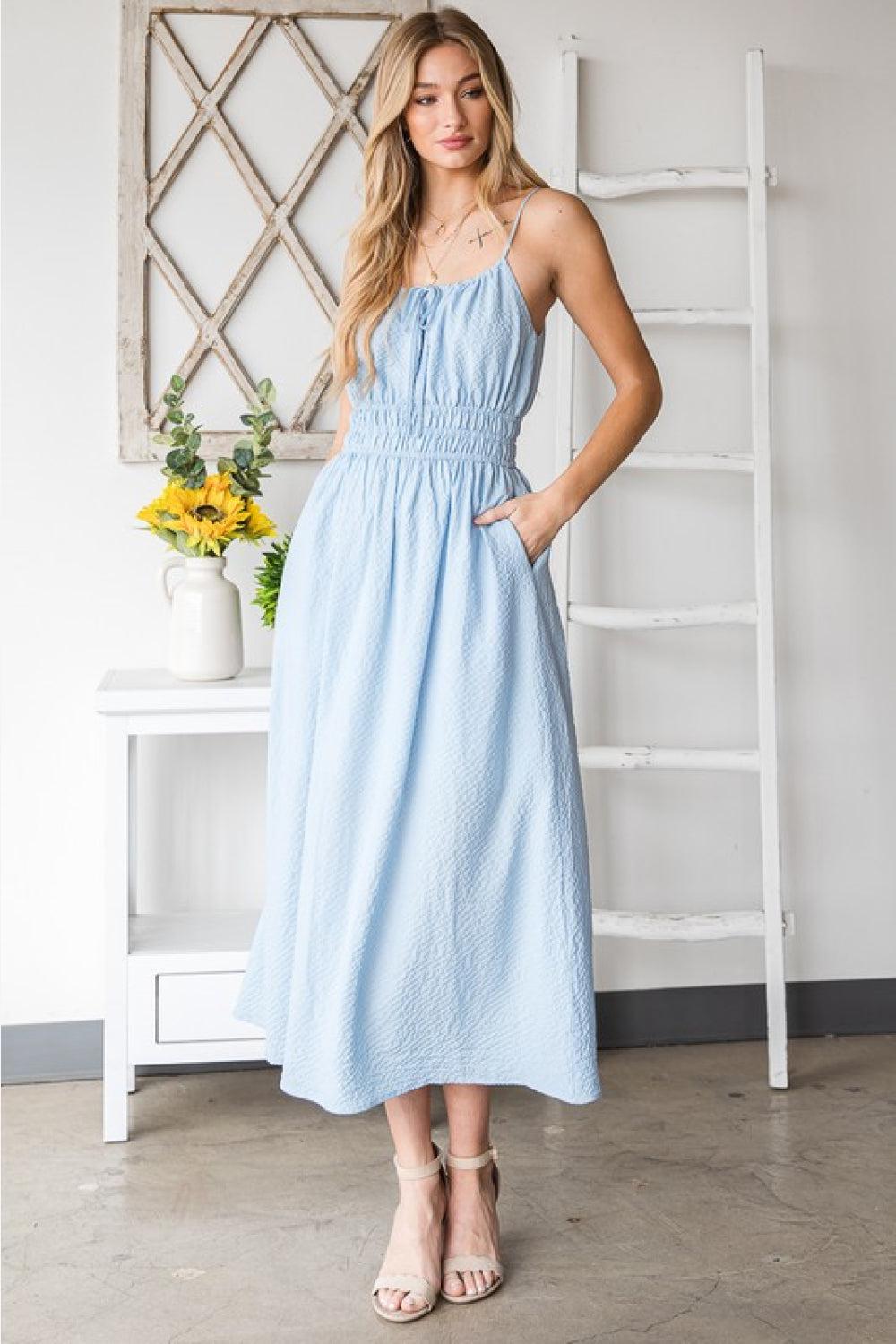 HEYSON French Riviera Textured Woven Sleeveless Dress BLUE ZONE PLANET