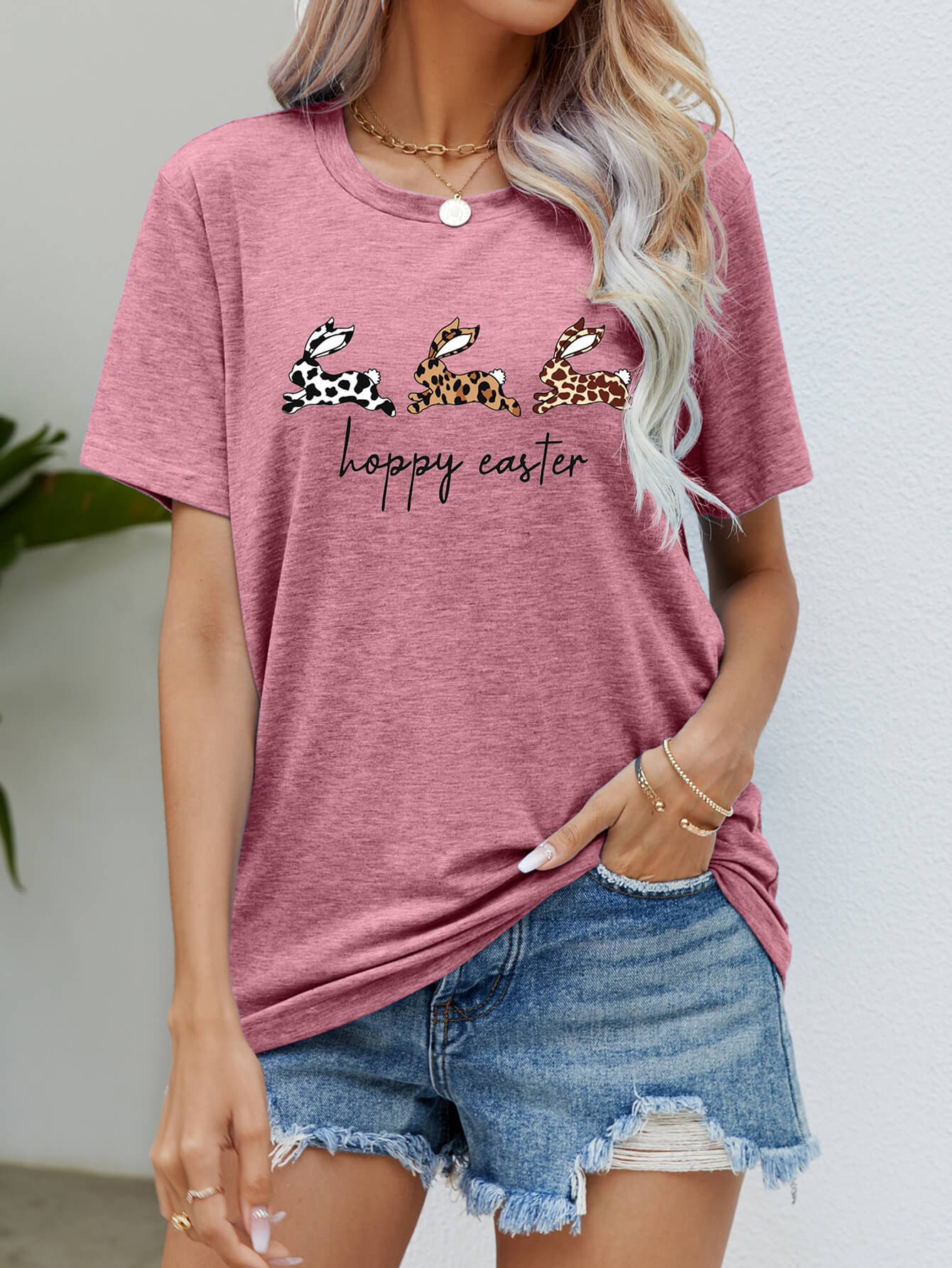 HOPPY EASTER Bunny Graphic Tee Shirt BLUE ZONE PLANET