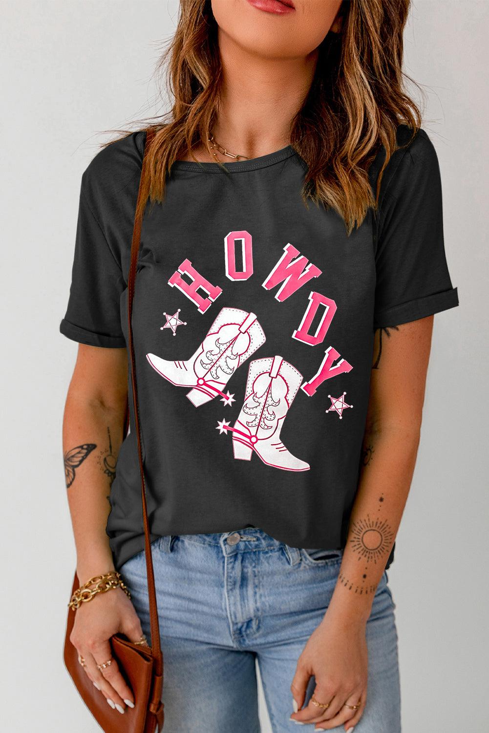 HOWDY Cowboy Boots Graphic Tee BLUE ZONE PLANET