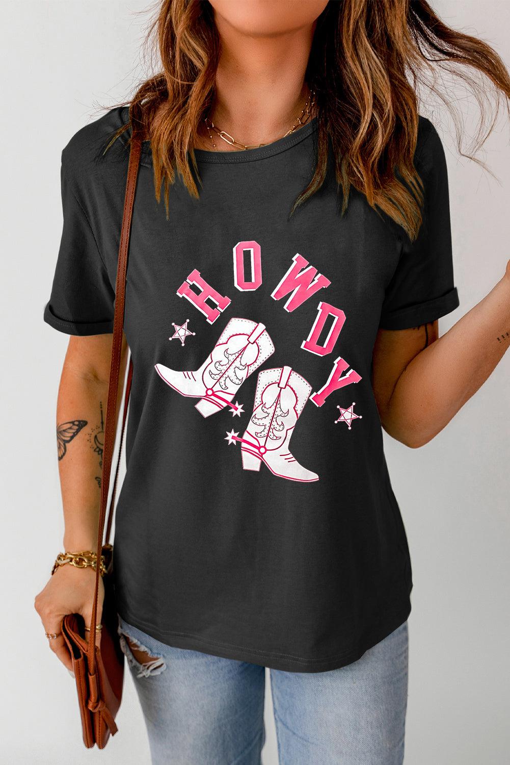 HOWDY Cowboy Boots Graphic Tee BLUE ZONE PLANET