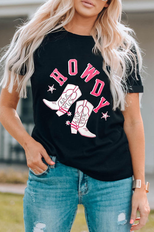 HOWDY Cowboy Boots Graphic Tee BLUE ZONE PLANET