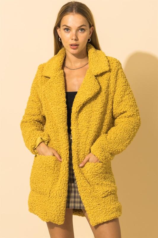 HYFVE Lapel Collar Teddy Jacket with Pockets-TOPS / DRESSES-[Adult]-[Female]-Honey Gold-S-Blue Zone Planet