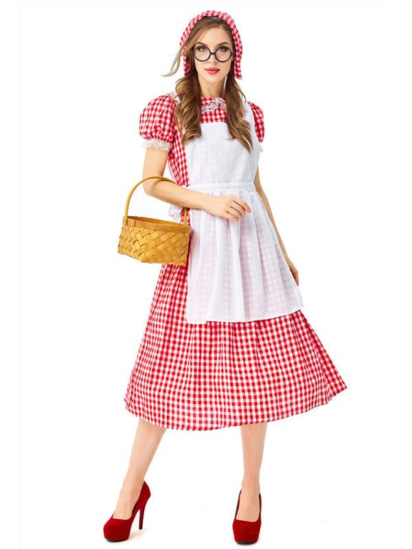 Halloween Red Plaid Cosplay Little Red Riding Hood Character Suit BLUE ZONE PLANET