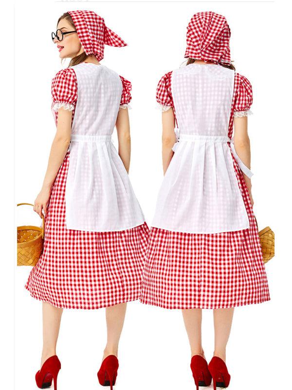 Halloween Red Plaid Cosplay Little Red Riding Hood Character Suit BLUE ZONE PLANET