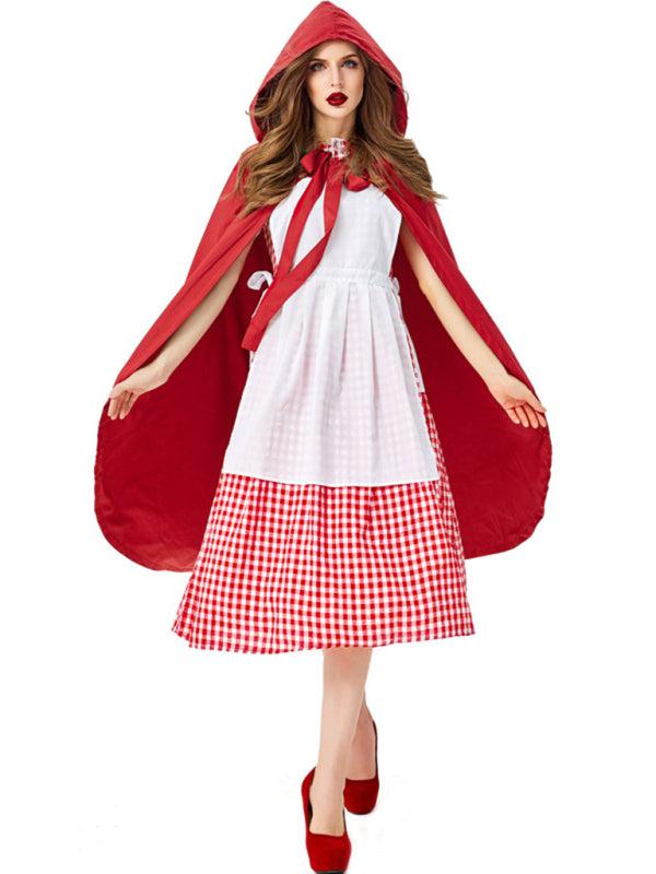 Halloween Red Plaid Cosplay Little Red Riding Hood Character Suit BLUE ZONE PLANET