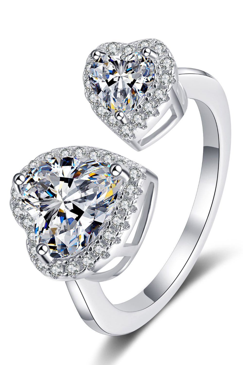 Heart-Shape Moissanite Open Ring BLUE ZONE PLANET