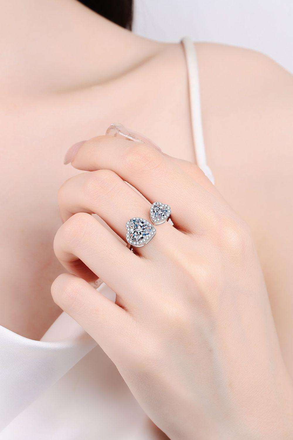 Heart-Shape Moissanite Open Ring BLUE ZONE PLANET