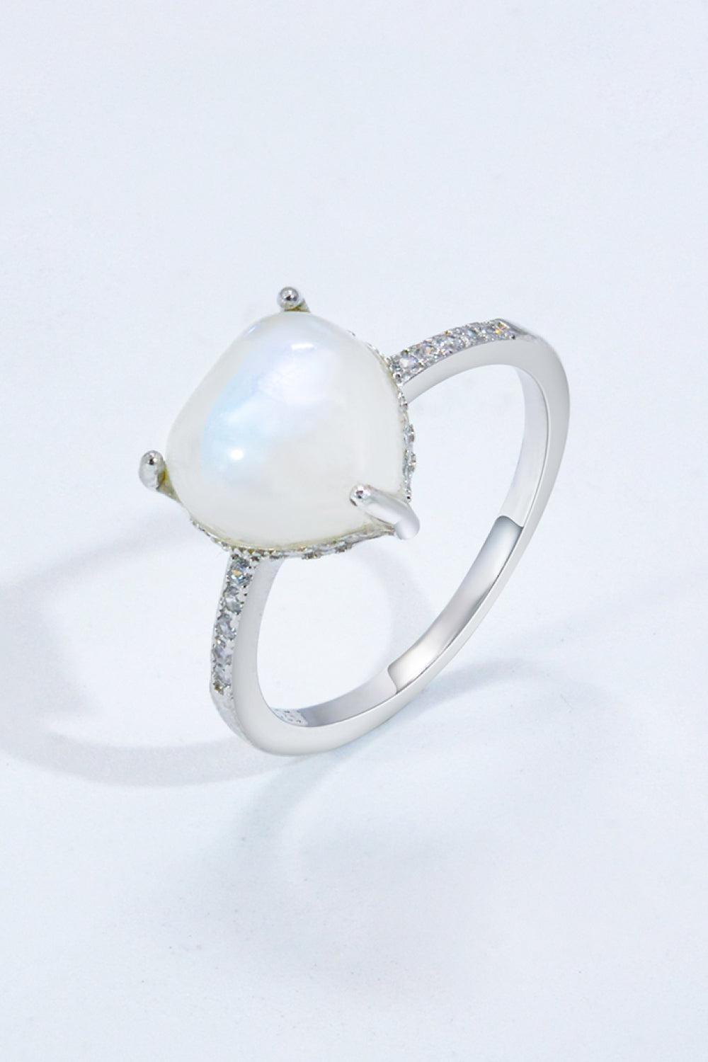 Heart-Shaped Natural Moonstone Ring BLUE ZONE PLANET