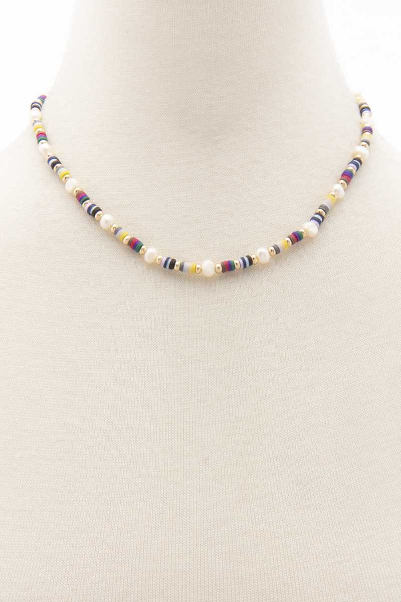 Heishing Pearl Bead Necklace Blue Zone Planet